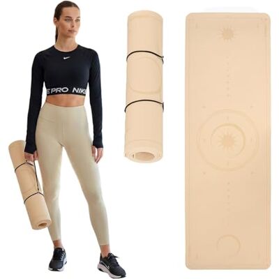 TREXO Fitnessmatte XTREXO Mata do jogi w kolorze jasnobrązowym, 183 x 61 cm wielkości i grubości 6 mm, mata do jogi z ekologicznego TPE z antypoślizgową powierzchnią, mocna przyczepność na podłodze, odporna na TREXO Fitnessmatte XTREXO Mata do jogi w kolorze jasnobrązowym, 183 x 61 cm wielkości i grubości 6 mm, mata do jogi z ekologicznego TPE z antypoślizgową powierzchnią, mocna przyczepność na podłodze, odporna na