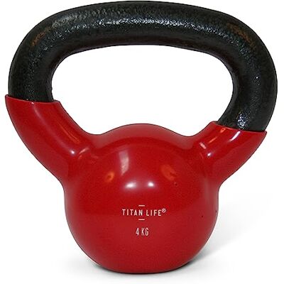 Titan LIFE Unisex – hantle kettlebell dla dorosłych 4 kg czerwony odlew żeliwny z winylu, jeden rozmiar Titan LIFE Unisex – hantle kettlebell dla dorosłych 4 kg czerwony odlew żeliwny z winylu, jeden rozmiar