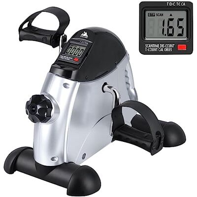 X1504 EVOLAND Rower treningowy, mini rower fitness, trenażer ramion i nóg, trener pedałów z wyświetlaczem LCD, domowy trener, sprzęt fitness do domu, biura, srebrny, 41,2 x 32,6 x 18,9 cm X1504 EVOLAND Rower treningowy, mini rower fitness, trenażer ramion i nóg, trener pedałów z wyświetlaczem LCD, domowy trener, sprzęt fitness do domu, biura, srebrny, 41,2 x 32,6 x 18,9 cm