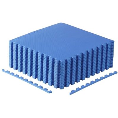 CAP Barbell Maty do ćwiczeń z pianki EVA, 1,3 cm, 3 opakowania, 60 x 60 x 1,3 cm, wzór T, niebieska CAP Barbell Maty do ćwiczeń z pianki EVA, 1,3 cm, 3 opakowania, 60 x 60 x 1,3 cm, wzór T, niebieska