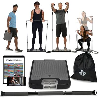 EVOV2 EVO Gym przenośny sprzęt do treningu siłowego w domowej siłowni, wszystko w jednym, 8 taśm oporowych, podstawa mieści drążek gimnastyczny i uchwyty do podróży, przenośny sprzęt do ćwiczeń domowych EVOV2 EVO Gym przenośny sprzęt do treningu siłowego w domowej siłowni, wszystko w jednym, 8 taśm oporowych, podstawa mieści drążek gimnastyczny i uchwyty do podróży, przenośny sprzęt do ćwiczeń domowych