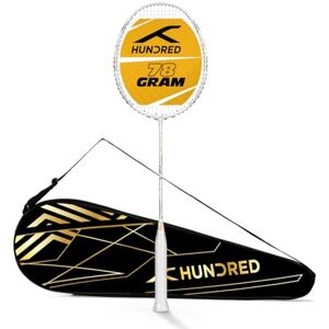 HBRX-4S100-3 HUNDRED Glory Limited Edition Strung rakieta do badmintona (biały, standardowy rozmiar) unisex materiał: włókno węglowe z pełną osłoną na racket HBRX-4S100-3 HUNDRED Glory Limited Edition Strung rakieta do badmintona (biały, standardowy rozmiar) unisex materiał: włókno węglowe z pełną osłoną na racket