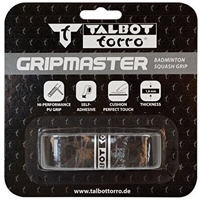 Talbot Torro Gripmaster, samoprzylepna taśma do chwytania z wysokiej jakości PU, do badmintona i squash, 90 x 2,5 cm, grubość 1,8 mm, w pojedynczym blistrze, 449060 Talbot Torro Gripmaster, samoprzylepna taśma do chwytania z wysokiej jakości PU, do badmintona i squash, 90 x 2,5 cm, grubość 1,8 mm, w pojedynczym blistrze, 449060