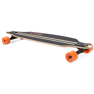 ATTABO Longboard FLOWRIDER w kolorze czarnym – deska z drewna klonowego 9 x 38, 7 osi aluminiowych, łożyska kulkowe ABEC-7, kółka 70 x 51 mm 78A – stabilność i komfort podczas jazdy po mieście i ATTABO Longboard FLOWRIDER w kolorze czarnym – deska z drewna klonowego 9 x 38, 7 osi aluminiowych, łożyska kulkowe ABEC-7, kółka 70 x 51 mm 78A – stabilność i komfort podczas jazdy po mieście i