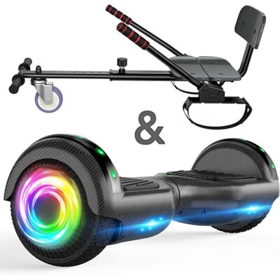 HY-A02C Hoverboard z mocowaniem fotela 6,5" samobalansująca deska hover z głośnikiem Bluetooth i diodami LED dla dzieci, dziewczynek, chłopców (w tym gokart) HY-A02C Hoverboard z mocowaniem fotela 6,5" samobalansująca deska hover z głośnikiem Bluetooth i diodami LED dla dzieci, dziewczynek, chłopców (w tym gokart)