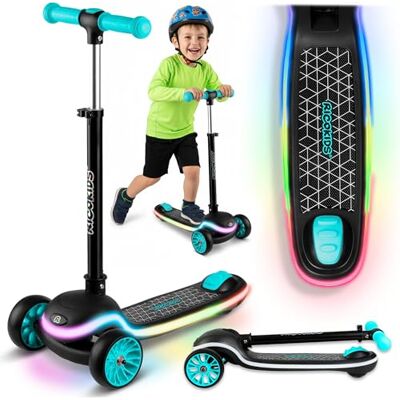 Ricokids Hulajnoga trójkołowa dla dzieci od 3 lat Składana hulajnoga balansowa LED ze świecącym podestem 20 trybów światła 3-stopniowa regulacja kierownicy Leddi Czarna, niebieska Ricokids Hulajnoga trójkołowa dla dzieci od 3 lat Składana hulajnoga balansowa LED ze świecącym podestem 20 trybów światła 3-stopniowa regulacja kierownicy Leddi Czarna, niebieska