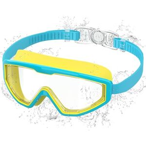 AB-AF Ambienden Gogle pływackie dla dzieci, odporne na parowanie UV, szerokie widzenie 180° regulacja 1-click i silikonowa uszczelka unisex okulary basenowe 3-12 lat, niebiesko-żółty AB-AF Ambienden Gogle pływackie dla dzieci, odporne na parowanie UV, szerokie widzenie 180° regulacja 1-click i silikonowa uszczelka unisex okulary basenowe 3-12 lat, niebiesko-żółty