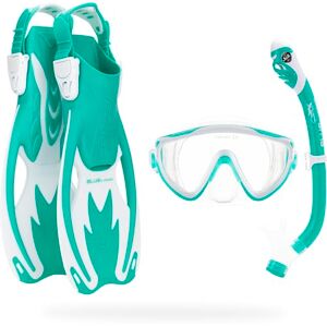 SE256331 CRESSI Tinetto Rocks Dry Set Aqua Green/White S/M Kids Snorkeling Set Short Adjustable Fins, Silicone Mask, and Dry Snorkel, Aqua Green/White, S/M SE256331 CRESSI Tinetto Rocks Dry Set Aqua Green/White S/M Kids Snorkeling Set Short Adjustable Fins, Silicone Mask, and Dry Snorkel, Aqua Green/White, S/M