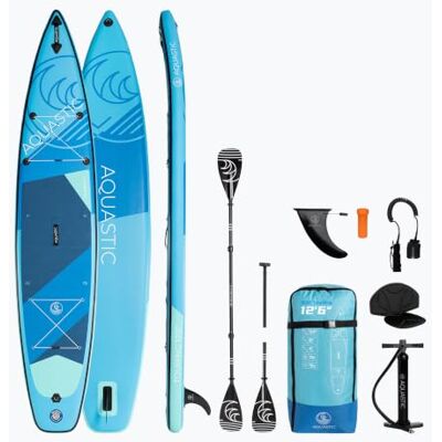 AQS-SUP007 AQUASTIC Deska Touring 12'6" SUP Pneumatyczna Allround o Wymiarach 381x78x15 cm z Siedziskiem i Wiosłem Do Pływania Na Wycieczki Dmuchana Technologia Dropstitch MSL Zestaw Niebieski Czerwony Żółty AQS-SUP007 AQUASTIC Deska Touring 12'6" SUP Pneumatyczna Allround o Wymiarach 381x78x15 cm z Siedziskiem i Wiosłem Do Pływania Na Wycieczki Dmuchana Technologia Dropstitch MSL Zestaw Niebieski Czerwony Żółty