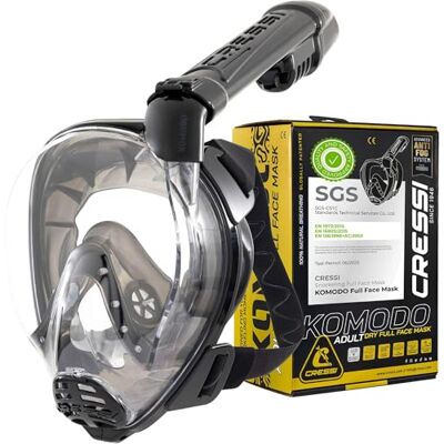 XDT125051 Cressi Komodo maska do nurkowania na całą twarz, zestaw do nurkowania dla Oddychanie suche, bez oddzielnego ustnika, panoramiczny widok 180°, bezpieczna konstrukcja CO2, maska, fajka i płetwy XDT125051 Cressi Komodo maska do nurkowania na całą twarz, zestaw do nurkowania dla Oddychanie suche, bez oddzielnego ustnika, panoramiczny widok 180°, bezpieczna konstrukcja CO2, maska, fajka i płetwy