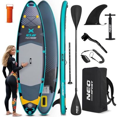 Neo-Sport Deska SUP Nadmuchiwana 320 cm Zestaw z Akcesoriami Ręczna Pompka Wiosło Leash Plecak Aquasurf 10.6 Neo-Sport Deska SUP Nadmuchiwana 320 cm Zestaw z Akcesoriami Ręczna Pompka Wiosło Leash Plecak Aquasurf 10.6
