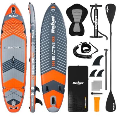 RBA-4507-OR Rebel Deska SUP Pompowana z Siedziskiem do Pływania Drop-Stitch 335 cm Zestaw Wiosło Pompka Plecak RBA-4507-OR Rebel Deska SUP Pompowana z Siedziskiem do Pływania Drop-Stitch 335 cm Zestaw Wiosło Pompka Plecak