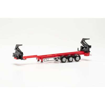 Herpa model samochodu Przyczepa do przewozu kontenerów Hammar, czerwona, miniatura w skali 1:87, model kolekcjonerski, wyprodukowany w Niemczech, wykonany z tworzywa sztucznego Herpa model samochodu Przyczepa do przewozu kontenerów Hammar, czerwona, miniatura w skali 1:87, model kolekcjonerski, wyprodukowany w Niemczech, wykonany z tworzywa sztucznego