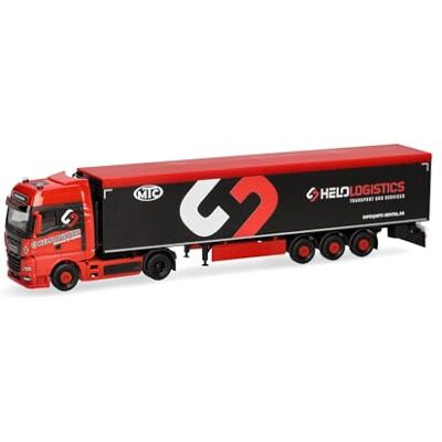 Herpa Model ciężarówki MAN TGX GX naczepa z ruchomą podłogą "Helo-Logistik", miniatura w skali 1:87, kolekcjonerski, Made in Germany, plastik Herpa Model ciężarówki MAN TGX GX naczepa z ruchomą podłogą "Helo-Logistik", miniatura w skali 1:87, kolekcjonerski, Made in Germany, plastik