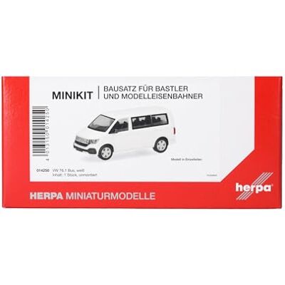 Herpa zestaw modelarski MiniKit VW T6.1 Bus, biały (1 sztuka), miniatura w skali 1:87, model kolekcjonerski, zestaw do modelarstwa, plastik Herpa zestaw modelarski MiniKit VW T6.1 Bus, biały (1 sztuka), miniatura w skali 1:87, model kolekcjonerski, zestaw do modelarstwa, plastik