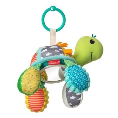 INFANTINO Go Gaga żółw Mirror Pal, klips do wózka dziecięcego i wózka dziecięcego, dla noworodka, zabawka sensoryczna, peek-a-Boo Play INFANTINO Go Gaga żółw Mirror Pal, klips do wózka dziecięcego i wózka dziecięcego, dla noworodka, zabawka sensoryczna, peek-a-Boo Play