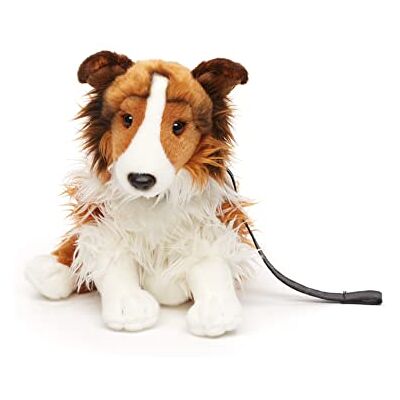Uni-Toys Kolia z długimi włosami ze smyczą, siedząca twarz biało-brązowa 27 cm (wysokość) pluszowy pies, Collie, zwierzę domowe pluszowa zabawka, przytulanka Uni-Toys Kolia z długimi włosami ze smyczą, siedząca twarz biało-brązowa 27 cm (wysokość) pluszowy pies, Collie, zwierzę domowe pluszowa zabawka, przytulanka