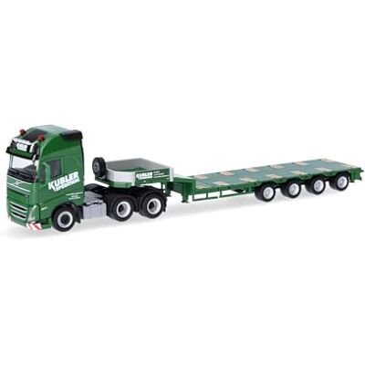 Herpa Model ciężarówki Volvo FH GL XL 2020 naczepa niskopodwoziowa "Kübler", miniatura w skali 1:87, kolekcjonerski, Made in Germany, plastik Herpa Model ciężarówki Volvo FH GL XL 2020 naczepa niskopodwoziowa "Kübler", miniatura w skali 1:87, kolekcjonerski, Made in Germany, plastik