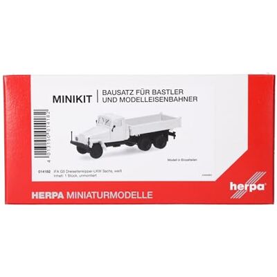 Herpa zestaw modelarski MiniKit IFA G5 wywrotka trójstronna 3-osiowa, biały, miniatura w skali 1:87, model kolekcjonerski, zestaw do modelarstwa, tworzywo sztuczne Herpa zestaw modelarski MiniKit IFA G5 wywrotka trójstronna 3-osiowa, biały, miniatura w skali 1:87, model kolekcjonerski, zestaw do modelarstwa, tworzywo sztuczne