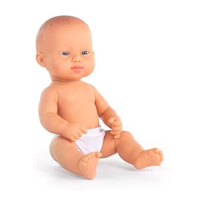 Miniland Kaukaskie dziecko lalka z zespołem Downa, 32 cm, w tym anatomicznie poprawna z różnymi cechami, lalka rzemieślnicza Miniland Kaukaskie dziecko lalka z zespołem Downa, 32 cm, w tym anatomicznie poprawna z różnymi cechami, lalka rzemieślnicza