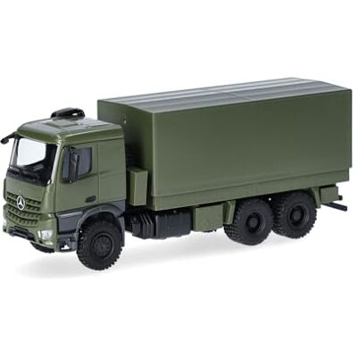 Herpa Model ciężarówki Mercedes-Benz Arocs 6x6 płaski/plandeka, niedekorowany, miniaturowy w skali 1:87, kolekcjonerski, wyprodukowano w Niemczech, tworzywo sztuczne Herpa Model ciężarówki Mercedes-Benz Arocs 6x6 płaski/plandeka, niedekorowany, miniaturowy w skali 1:87, kolekcjonerski, wyprodukowano w Niemczech, tworzywo sztuczne