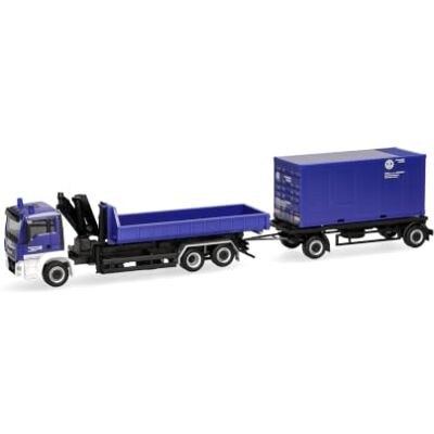 Herpa model ciężarówki MAN TGS M samochód hakowy z przyczepą „THW Singen” (Badenia-Wirtembergia/Singen), miniatura w skali 1:87, model kolekcjonerski, Made in Germany, tworzywo sztuczne Herpa model ciężarówki MAN TGS M samochód hakowy z przyczepą „THW Singen” (Badenia-Wirtembergia/Singen), miniatura w skali 1:87, model kolekcjonerski, Made in Germany, tworzywo sztuczne