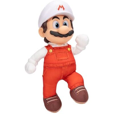Super Mario Galaxy Movie Fire Mario Poseable Plush 14" / 35 cm, oficjalna licencja Jakks Pacific, pluszowa figurka z rzeźbioną głową Roto, kolekcjonerska pluszowa figurka Nintendo, 3+ Super Mario Galaxy Movie Fire Mario Poseable Plush 14" / 35 cm, oficjalna licencja Jakks Pacific, pluszowa figurka z rzeźbioną głową Roto, kolekcjonerska pluszowa figurka Nintendo, 3+