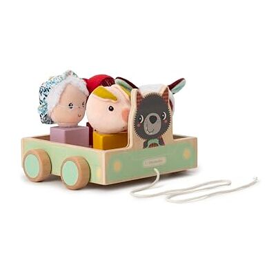 Lilliputiens Wózek z kostkami do ciągnięcia Samochód ciągnący z 4 postaciami z bajek dla najmłodszych Zabawka z drewna i tkaniny, pobudza motorykę Od 12 miesięcy, 83470 Lilliputiens Wózek z kostkami do ciągnięcia Samochód ciągnący z 4 postaciami z bajek dla najmłodszych Zabawka z drewna i tkaniny, pobudza motorykę Od 12 miesięcy, 83470