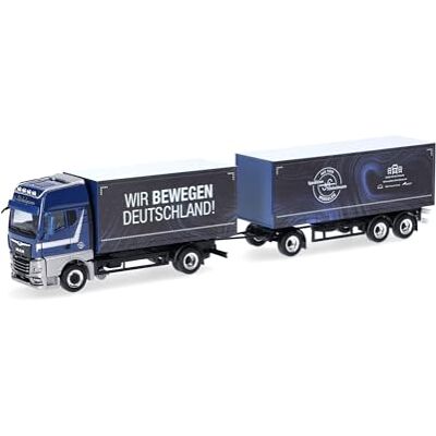 Herpa Model ciężarówki MAN TGX GX Curtain Side Truck "Stickelmann/Wir bewegen Deutschland" (Nadrenia Północna-Westfalia/Würselen), miniaturowy w skali 1:87, przedmiot kolekcjonerski, wyprodukowano w Herpa Model ciężarówki MAN TGX GX Curtain Side Truck "Stickelmann/Wir bewegen Deutschland" (Nadrenia Północna-Westfalia/Würselen), miniaturowy w skali 1:87, przedmiot kolekcjonerski, wyprodukowano w