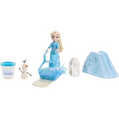 Mattel Disney Frozen Młoda lalka Elsa z zestawem ciastoliny Ruchoma lalka Elsa (14 cm) w koszuli nocnej z ciastoliną, foremką Olafa, saniami i akcesoriami śnieżnymi, JJP87 Mattel Disney Frozen Młoda lalka Elsa z zestawem ciastoliny Ruchoma lalka Elsa (14 cm) w koszuli nocnej z ciastoliną, foremką Olafa, saniami i akcesoriami śnieżnymi, JJP87