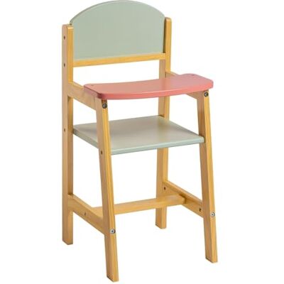 JC Toys Drewniane krzesełko dla lalek do 45 cm, idealne do zabawy i zabawy, wbudowana taca, kolorowe wzory, pastelowe kolory, 3 lata JC Toys Drewniane krzesełko dla lalek do 45 cm, idealne do zabawy i zabawy, wbudowana taca, kolorowe wzory, pastelowe kolory, 3 lata