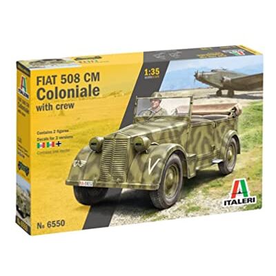 Italeri -6550 Fiat 508 CM Colonial with Crew, Skala 1:35, Zestaw Modelowy, Plastikowy Model, Modelowanie, Kolor Szary, IT6550 Italeri -6550 Fiat 508 CM Colonial with Crew, Skala 1:35, Zestaw Modelowy, Plastikowy Model, Modelowanie, Kolor Szary, IT6550