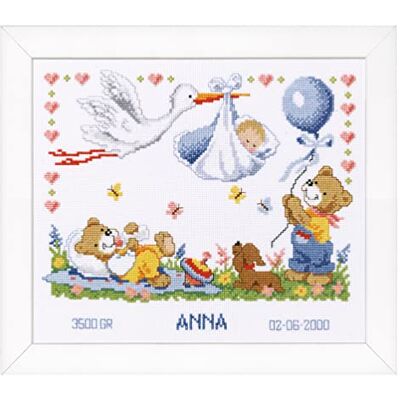 Vervaco Haft Krzyżykowy Liczony Zestaw Metryczka dla Dziecka BOCIAN Z DZIECKIEM Pamiątka Narodzin Zrób to Sam Zestaw Kreatywny dla Dorosłych 28 x 24 cm Dekoracje Ścienne Pokój Dziecka Cross Stitch Vervaco Haft Krzyżykowy Liczony Zestaw Metryczka dla Dziecka BOCIAN Z DZIECKIEM Pamiątka Narodzin Zrób to Sam Zestaw Kreatywny dla Dorosłych 28 x 24 cm Dekoracje Ścienne Pokój Dziecka Cross Stitch