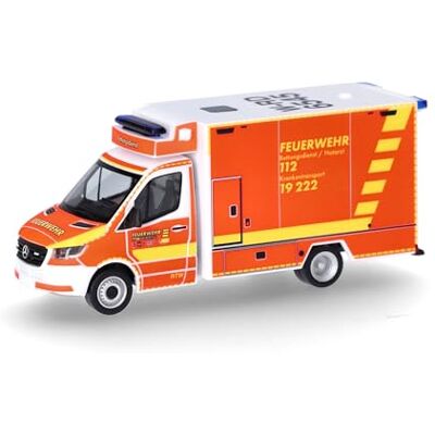 Herpa model samochodu Mercedes-Benz Sprinter 18 RTW „Pompiers de Wuppertal” (Nadrenia Północna-Westfalia/Wuppertal), skala 1/87, model niemiecki, egzemplarz kolekcjonerski, figurka plastikowa Herpa model samochodu Mercedes-Benz Sprinter 18 RTW „Pompiers de Wuppertal” (Nadrenia Północna-Westfalia/Wuppertal), skala 1/87, model niemiecki, egzemplarz kolekcjonerski, figurka plastikowa
