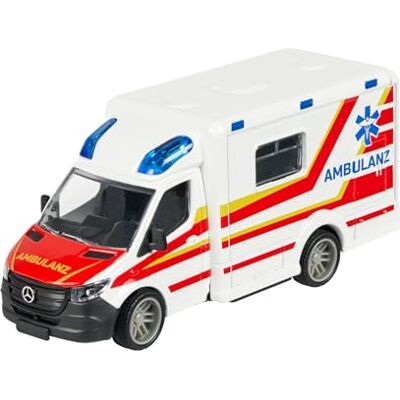 Majorette Mercedes-Benz Sprinter Ambulance (15 cm) – duża karetka pogotowia z metalową kabiną, z wolnym biegiem i funkcjami, zabawka dla dzieci od 3 lat Majorette Mercedes-Benz Sprinter Ambulance (15 cm) – duża karetka pogotowia z metalową kabiną, z wolnym biegiem i funkcjami, zabawka dla dzieci od 3 lat