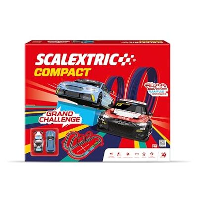 Scalextric Compact Circuit Kompletny tor wyścigowy 2 samochody i 2 kontrolery w zestawie Skala 1:43 (zestaw Grand Challenge) Scalextric Compact Circuit Kompletny tor wyścigowy 2 samochody i 2 kontrolery w zestawie Skala 1:43 (zestaw Grand Challenge)