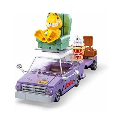Sluban Garfield samochód konstrukcyjny, 218 sztuk, figurka Garfielda, przyczepa z akcesoriami, dla dzieci w wieku 6-12 lat Sluban Garfield samochód konstrukcyjny, 218 sztuk, figurka Garfielda, przyczepa z akcesoriami, dla dzieci w wieku 6-12 lat