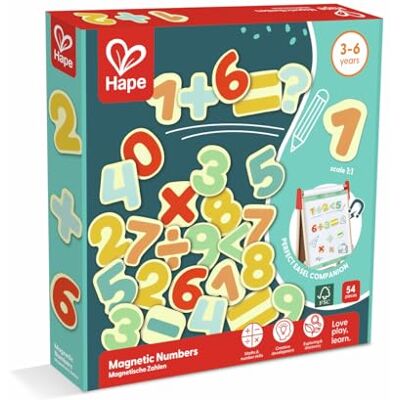 Hape Magnetyczne cyfry – 54-częściowy zestaw liczb, kolorowe drewniane magnesy na tablicę i lodówkę, zabawka edukacyjna, od 3 lat Hape Magnetyczne cyfry – 54-częściowy zestaw liczb, kolorowe drewniane magnesy na tablicę i lodówkę, zabawka edukacyjna, od 3 lat