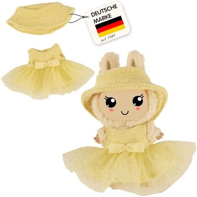 Heless Monster Styles 7513 Bouclé sukienka dla lalki z kapeluszem rybaka w kolorze żółtym, z tiulem, brokatem i kokardą, zestaw kawaii dla potworów w rozmiarze 15 cm Heless Monster Styles 7513 Bouclé sukienka dla lalki z kapeluszem rybaka w kolorze żółtym, z tiulem, brokatem i kokardą, zestaw kawaii dla potworów w rozmiarze 15 cm