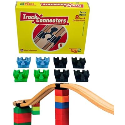 TOY2 Basic Zestaw konstrukcyjny 8 złączy do pociągów zabawkowych kompatybilnych z Brio & Lego Duplo Zestaw ze złączami szynowymi Trwały drewniany zestaw złączy szynowych TOY2 Basic Zestaw konstrukcyjny 8 złączy do pociągów zabawkowych kompatybilnych z Brio & Lego Duplo Zestaw ze złączami szynowymi Trwały drewniany zestaw złączy szynowych