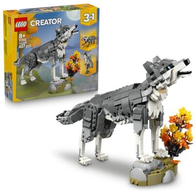 Lego Creator 3 w 1 Leśne zwierzęta: Wilk szary, zabawka konstrukcyjna dla dzieci, 3 opcje figurek zwierząt: wilk, sokół lub szop, pomysł na prezent dla chłopca i dziewczynki od 8 lat 31393 Lego Creator 3 w 1 Leśne zwierzęta: Wilk szary, zabawka konstrukcyjna dla dzieci, 3 opcje figurek zwierząt: wilk, sokół lub szop, pomysł na prezent dla chłopca i dziewczynki od 8 lat 31393