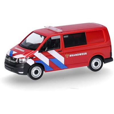 Herpa model samochodu VW T6.1 half bus "Brandweer" (Netherlands), miniatura w skali 1:87, model kolekcjonerski, wyprodukowany w Niemczech, wykonany z tworzywa sztucznego Herpa model samochodu VW T6.1 half bus "Brandweer" (Netherlands), miniatura w skali 1:87, model kolekcjonerski, wyprodukowany w Niemczech, wykonany z tworzywa sztucznego