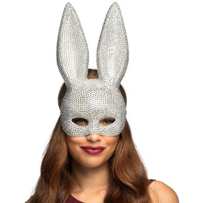 Boland 00231 – Maska królika Bunny Diamant z kryształkami i elastyczną opaską, błyszczący królik z długimi uszami na karnawał, imprezy tematyczne i kostiumy Boland 00231 – Maska królika Bunny Diamant z kryształkami i elastyczną opaską, błyszczący królik z długimi uszami na karnawał, imprezy tematyczne i kostiumy