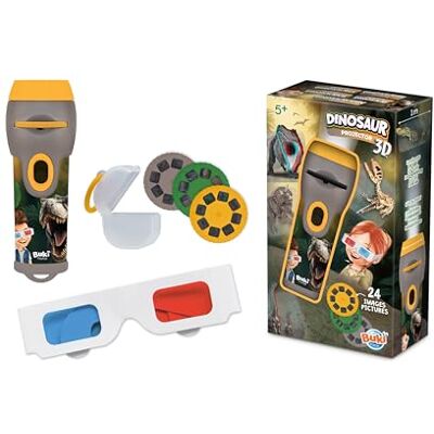 Buki France Projektor dinozaurów 3D dla dzieci 24 obrazy do projekcji do 1 m w zestawie okulary 3D latarka od 5 lat 6339DIN Buki France Projektor dinozaurów 3D dla dzieci 24 obrazy do projekcji do 1 m w zestawie okulary 3D latarka od 5 lat 6339DIN