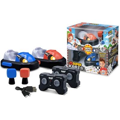 Buki France Zdalnie sterowane Super Gokarty Zestaw 2 samochodów RC z trybami wyścigów i bitwy Gokarty z możliwością ładowania USB + naklejki z możliwością personalizacji zabawka dla dzieci 6 lat + 37296 Buki France Zdalnie sterowane Super Gokarty Zestaw 2 samochodów RC z trybami wyścigów i bitwy Gokarty z możliwością ładowania USB + naklejki z możliwością personalizacji zabawka dla dzieci 6 lat + 37296