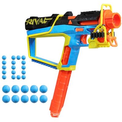 NERF Rival Mirage XXIV-800 Blaster, 10 Rival Accu-Rounds, pistolet na piłki, 2 sposoby ładowania, 8 okrągłych wymiennych magazynków, pompka, dla nastolatków NERF Rival Mirage XXIV-800 Blaster, 10 Rival Accu-Rounds, pistolet na piłki, 2 sposoby ładowania, 8 okrągłych wymiennych magazynków, pompka, dla nastolatków