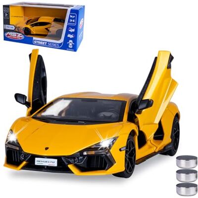 Jamara 402617 Lamborghini Revuelto Diecast 1:24 w zestawie baterie guzikowe – zabawka do modelowania samochodu, samochód dziecięcy, model miniaturowych pojazdów, pomysł na prezent dla dzieci Jamara 402617 Lamborghini Revuelto Diecast 1:24 w zestawie baterie guzikowe – zabawka do modelowania samochodu, samochód dziecięcy, model miniaturowych pojazdów, pomysł na prezent dla dzieci