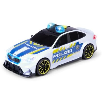 Dickie Toys Samochód policyjny BMW M5 26 cm, zabawka dla dzieci od 3 lat, pojazd z wolnym biegiem ze światłem i dźwiękiem, samochód zabawkowy 1:18 z niebieskim światłem, funkcja Try Me Dickie Toys Samochód policyjny BMW M5 26 cm, zabawka dla dzieci od 3 lat, pojazd z wolnym biegiem ze światłem i dźwiękiem, samochód zabawkowy 1:18 z niebieskim światłem, funkcja Try Me