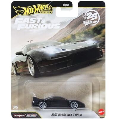 Hot Wheels Premium Fast & Furious 2003 Honda NSX Type R Model Die-Cast w skali 1:64 dla kolekcjonerów, opon Real Riders i karoserii/metalowa rama, JHW75 Hot Wheels Premium Fast & Furious 2003 Honda NSX Type R Model Die-Cast w skali 1:64 dla kolekcjonerów, opon Real Riders i karoserii/metalowa rama, JHW75
