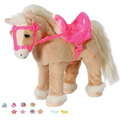 BABY born , Koń dla lalek, My Cute Horse, interaktywny koń z funkcją biegania i dźwięku, plusz, różowe siodełko i uzda oraz szpilki do dekoracji, 840627 Zapf Creation Chodzenie i funkcja dźwięku, różowe krzesło, kołnierz, szpilki do dekoracji BABY born , Koń dla lalek, My Cute Horse, interaktywny koń z funkcją biegania i dźwięku, plusz, różowe siodełko i uzda oraz szpilki do dekoracji, 840627 Zapf Creation Chodzenie i funkcja dźwięku, różowe krzesło, kołnierz, szpilki do dekoracji